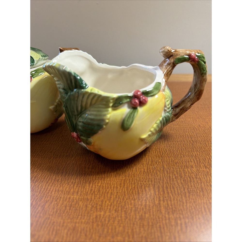 Fitz & Floyd FF Holiday Pear Sugar and Creamer 1991